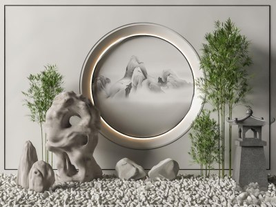 新中式假山小品3D模型下载